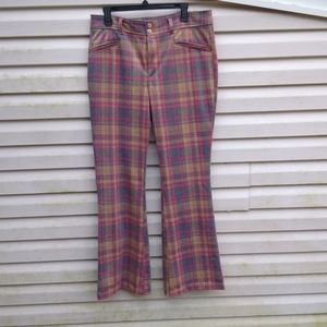 Anthropologie The Essential Trouser Plaid Soft Pink and Grey